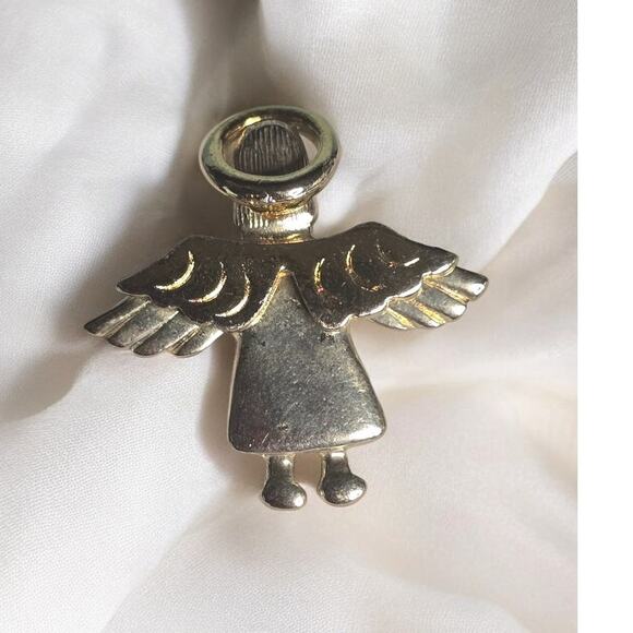Vintage Gold Tone and Silver Tone Angel Brooch. Marked IM 95 - Picture 4 of 5